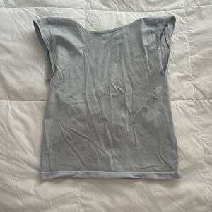 Free People Gray Boxy Muscle Tee